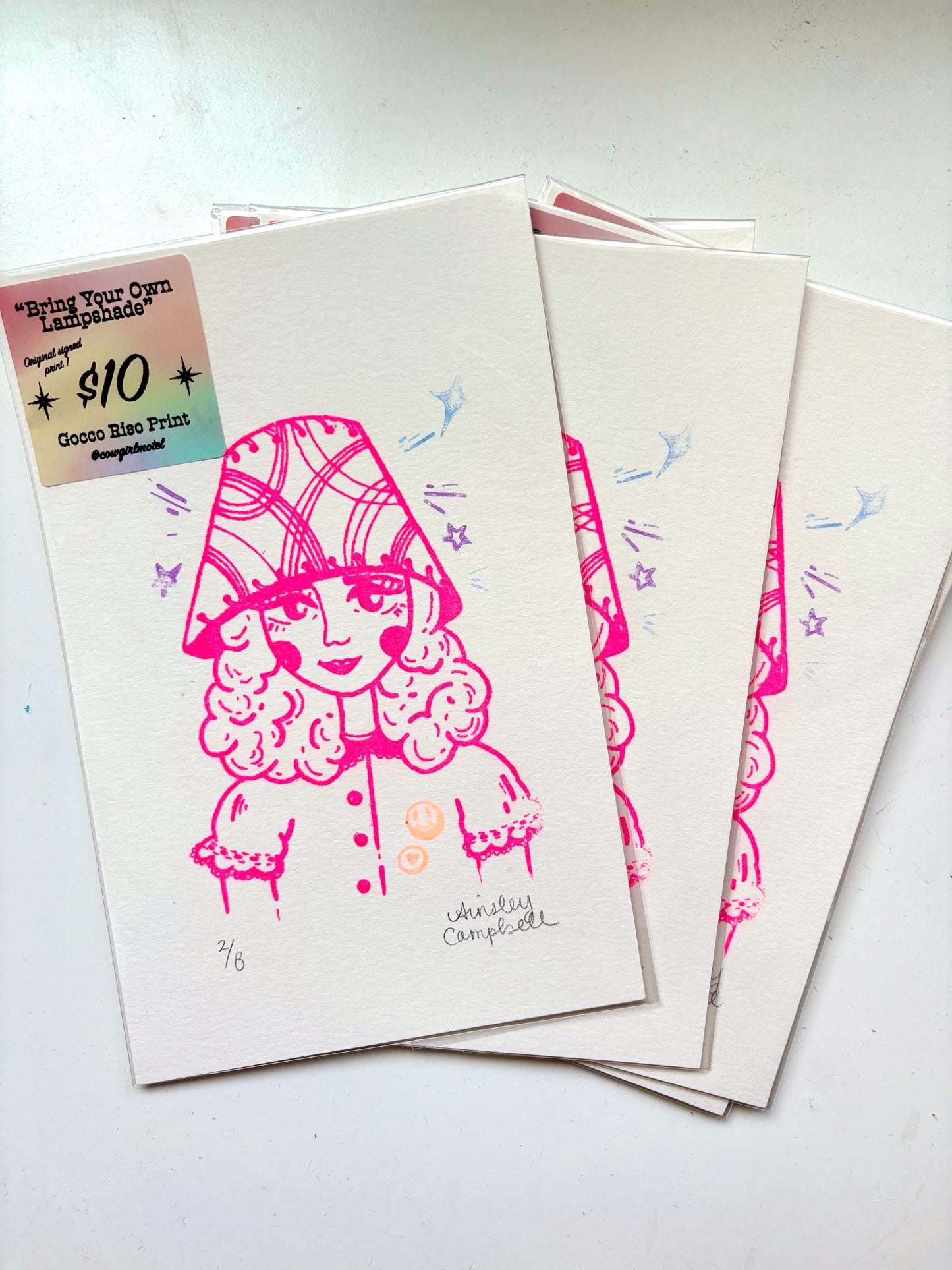 "Bring Your Own Lampshade" - original riso gocco art print