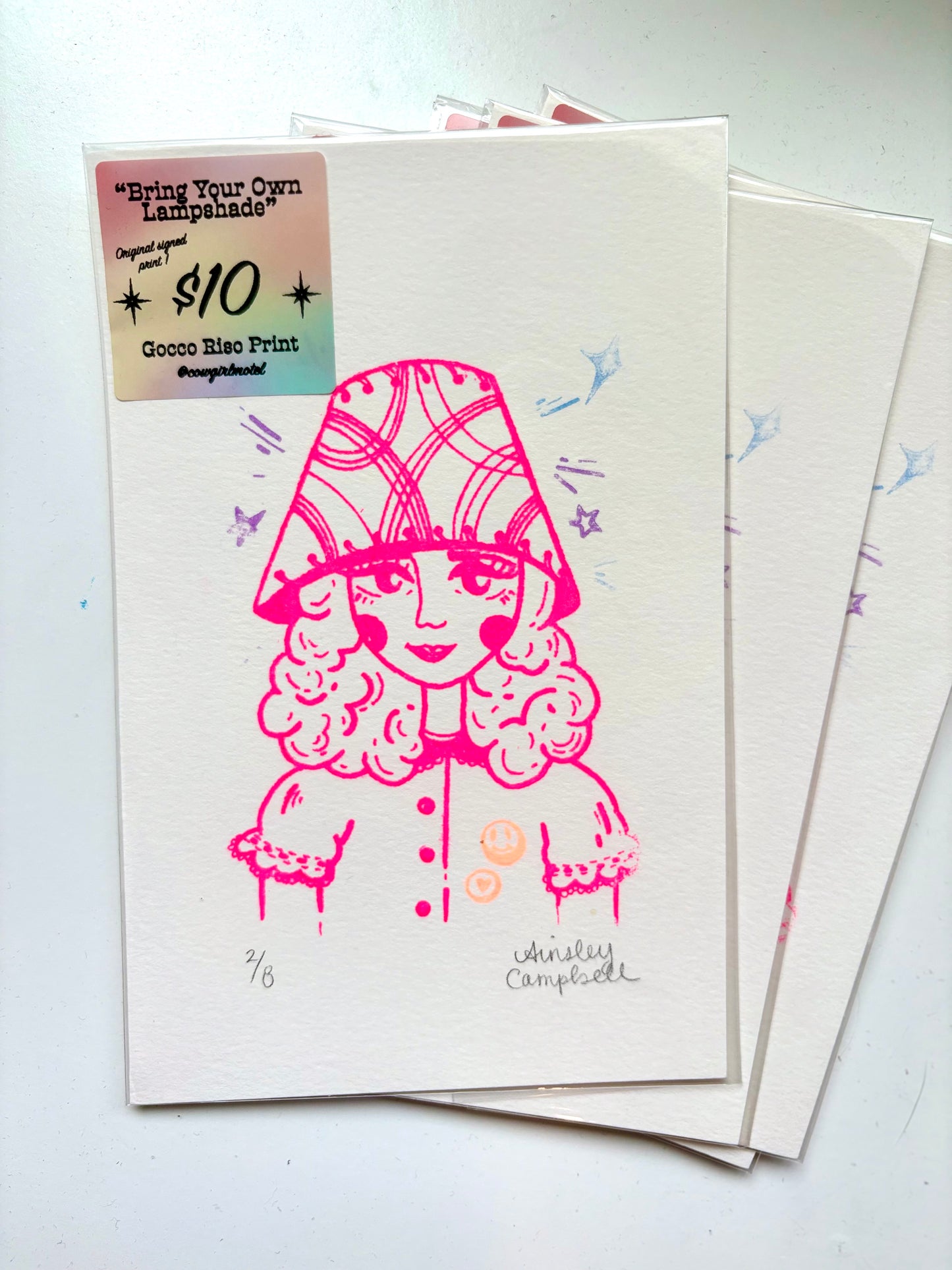 "Bring Your Own Lampshade" - original riso gocco art print