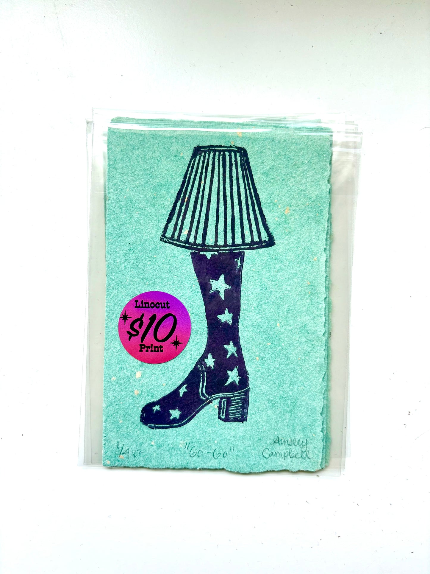 "Go-Go" linocut print - 1 color