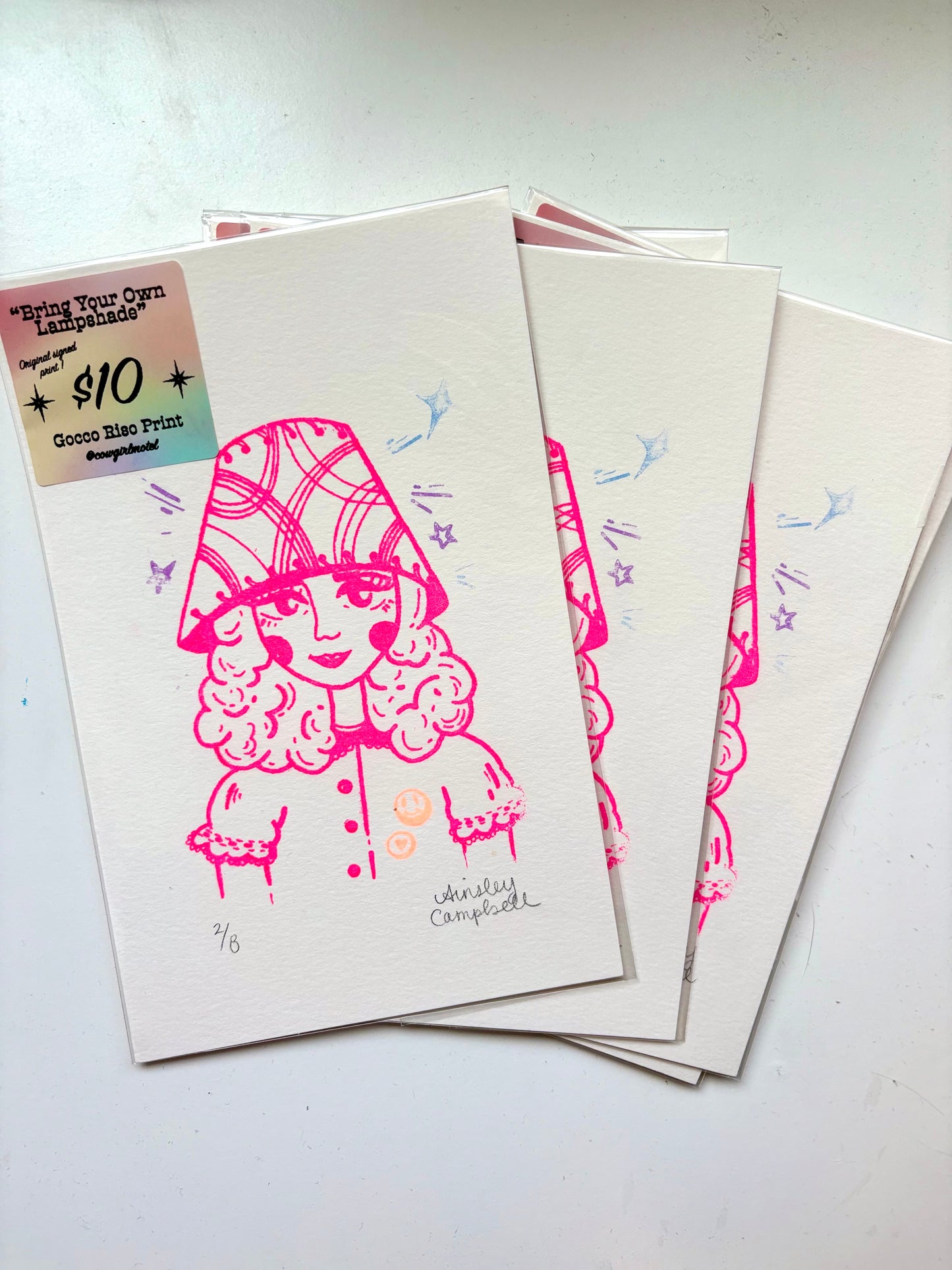 "Bring Your Own Lampshade" - original riso gocco art print