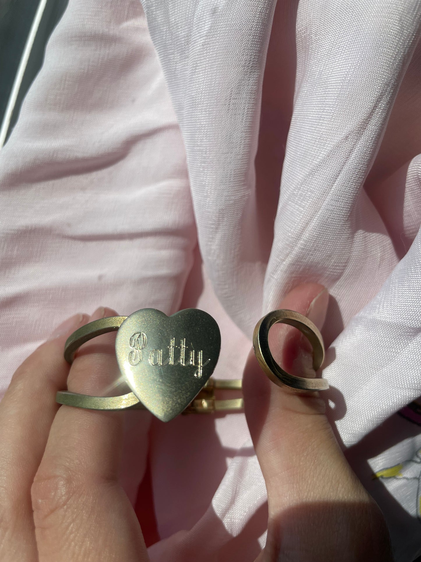 Vintage 1940's - 1950's Brass Heart Sweetheart Name "Patty" Bracelet