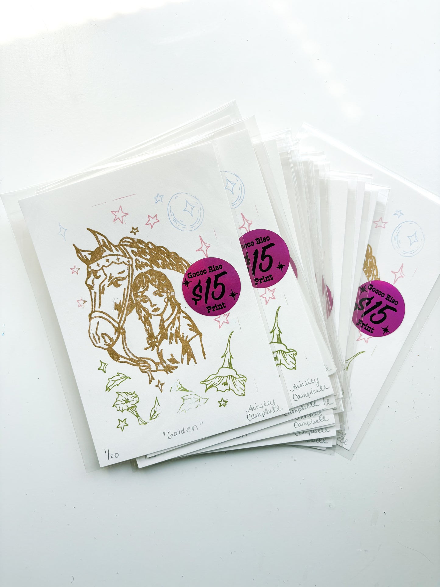 "golden" - gocco riso original print