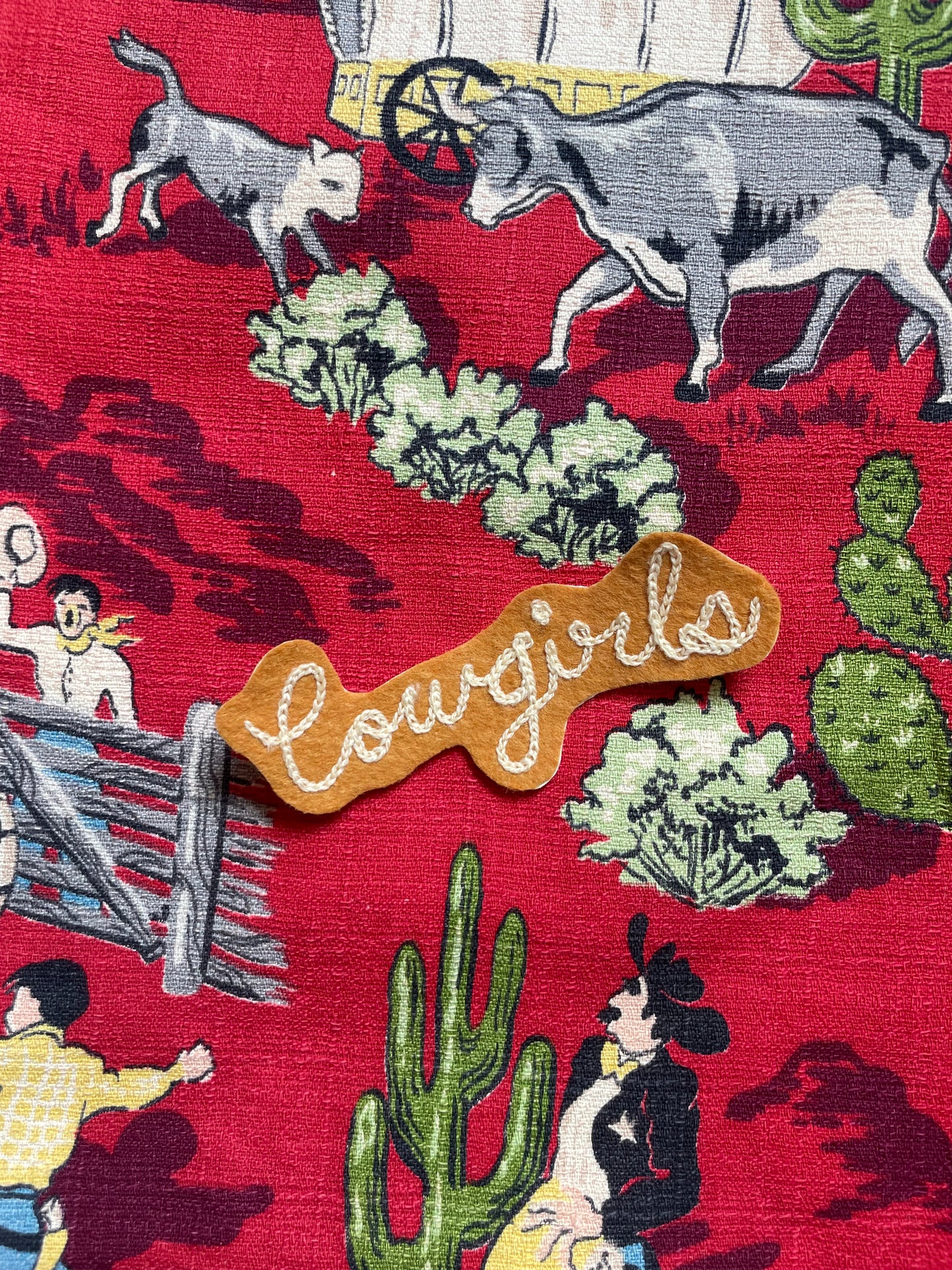 "Cowgirls" Iron-On Rope Chainstitched Felt Patch