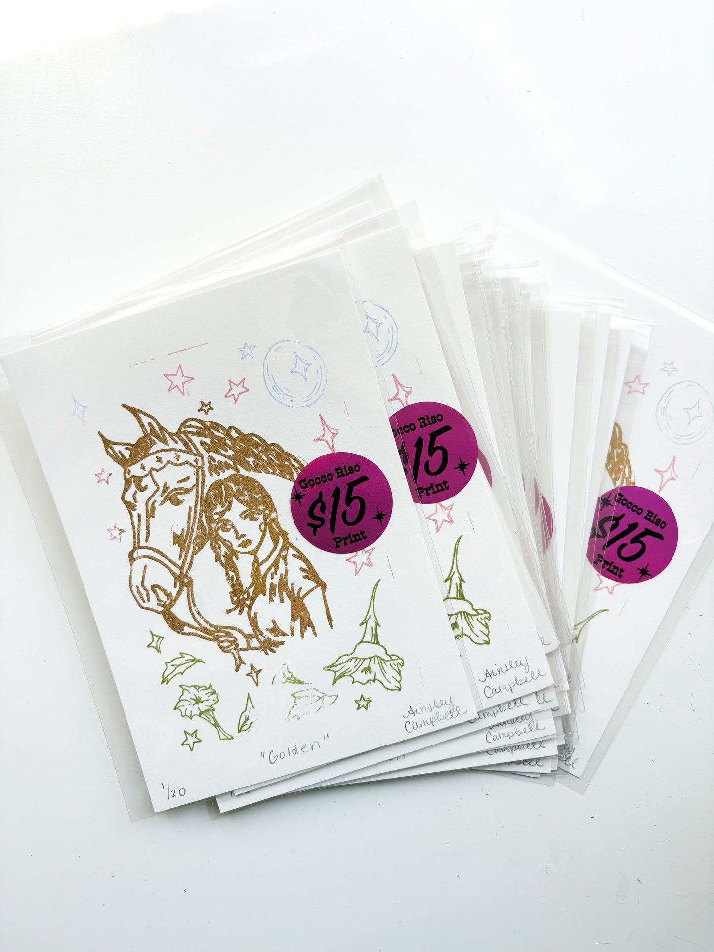 "golden" - gocco riso original print