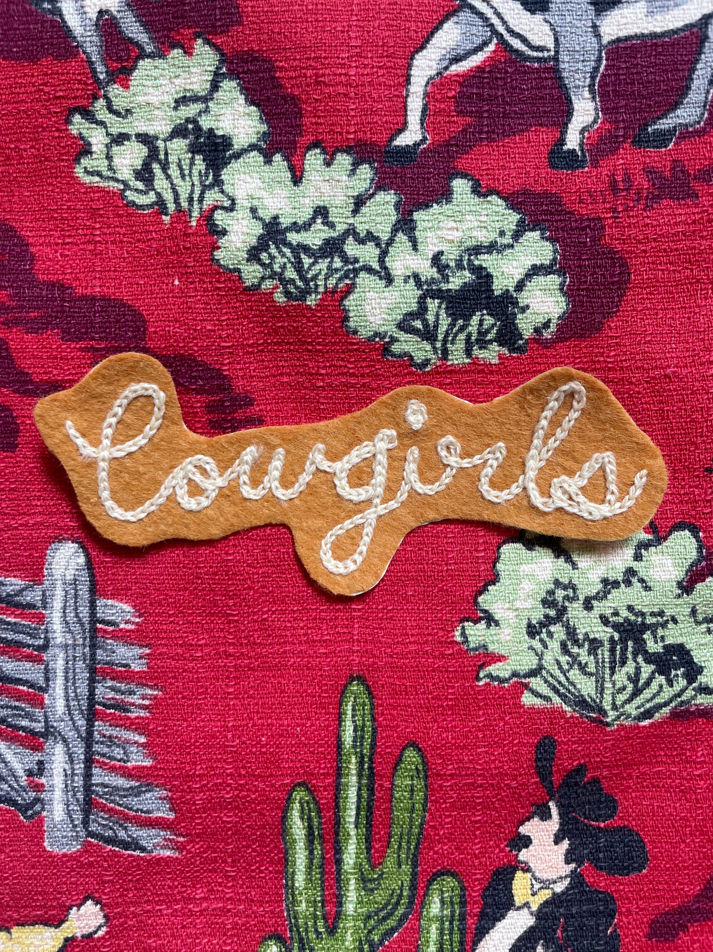 "Cowgirls" Iron-On Rope Chainstitched Felt Patch