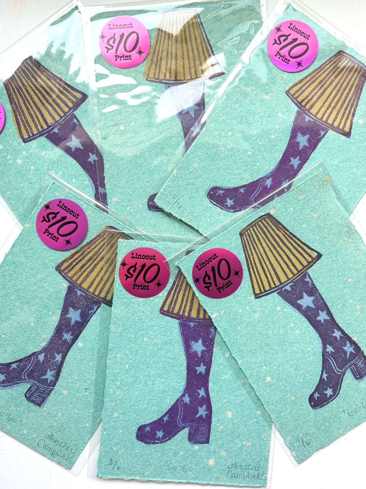 "Go-Go" linocut print - 3 color