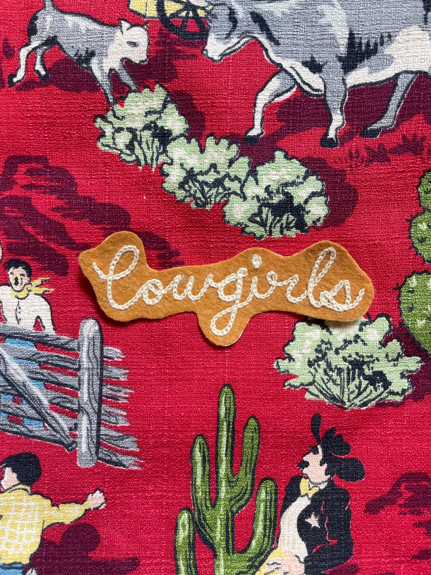 "Cowgirls" Iron-On Rope Chainstitched Felt Patch