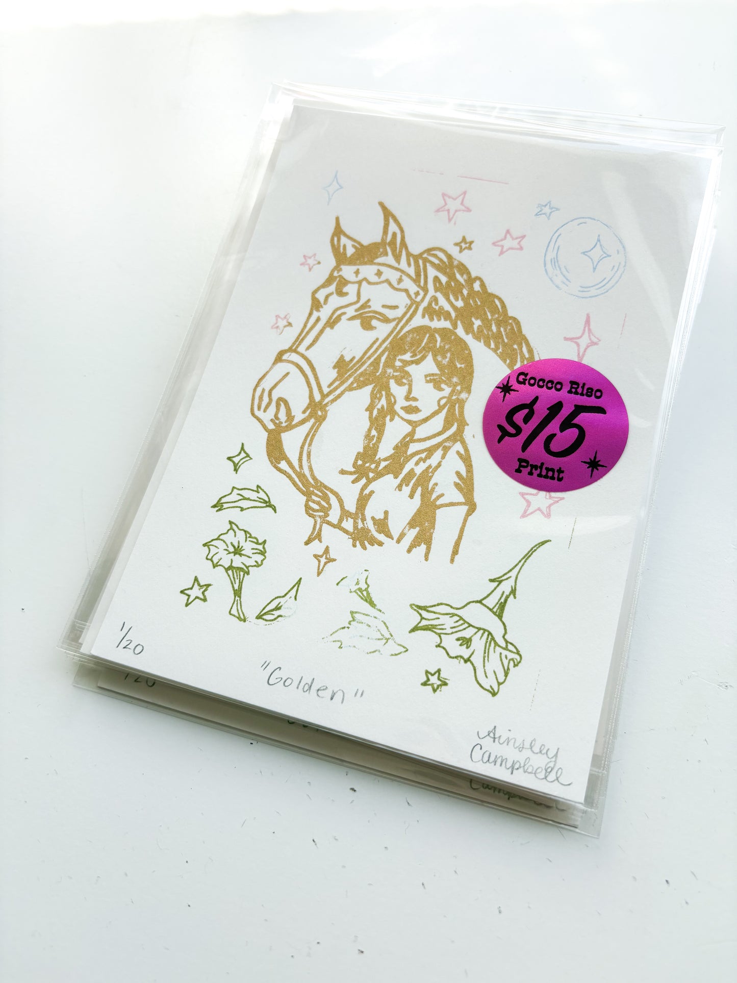 "golden" - gocco riso original print