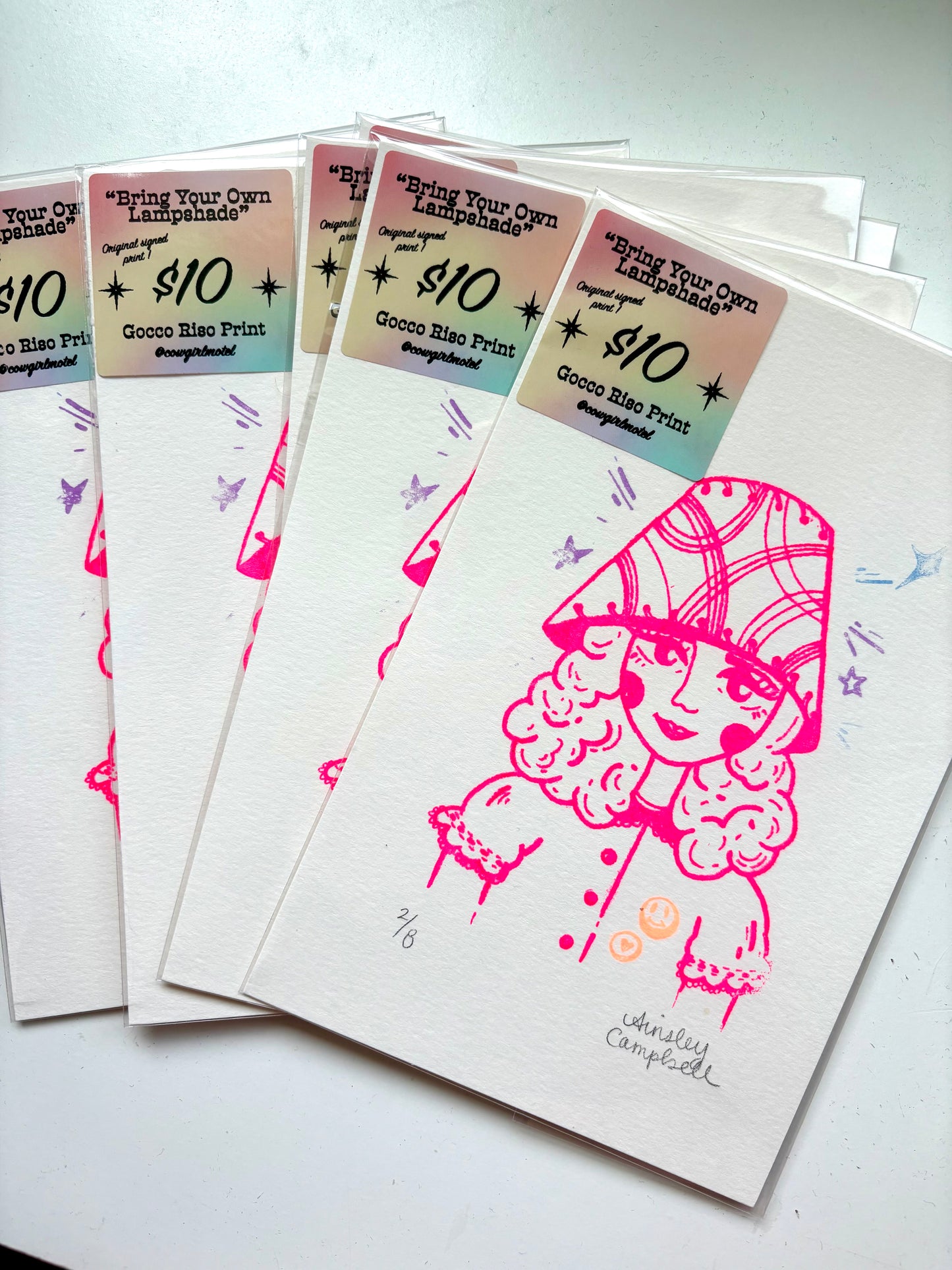 "Bring Your Own Lampshade" - original riso gocco art print