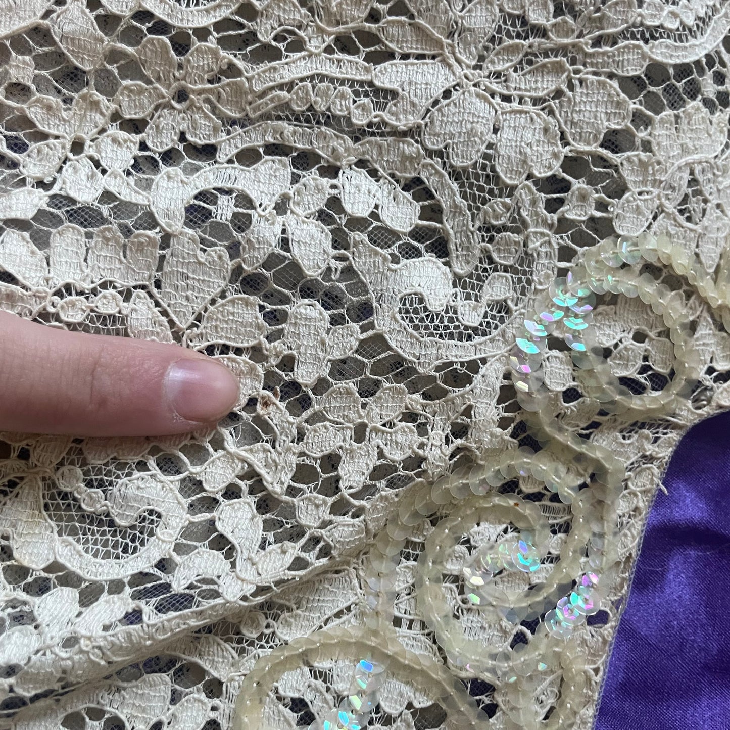 Vintage 1940's Lace & Sequin Cream Cocktail Blouse