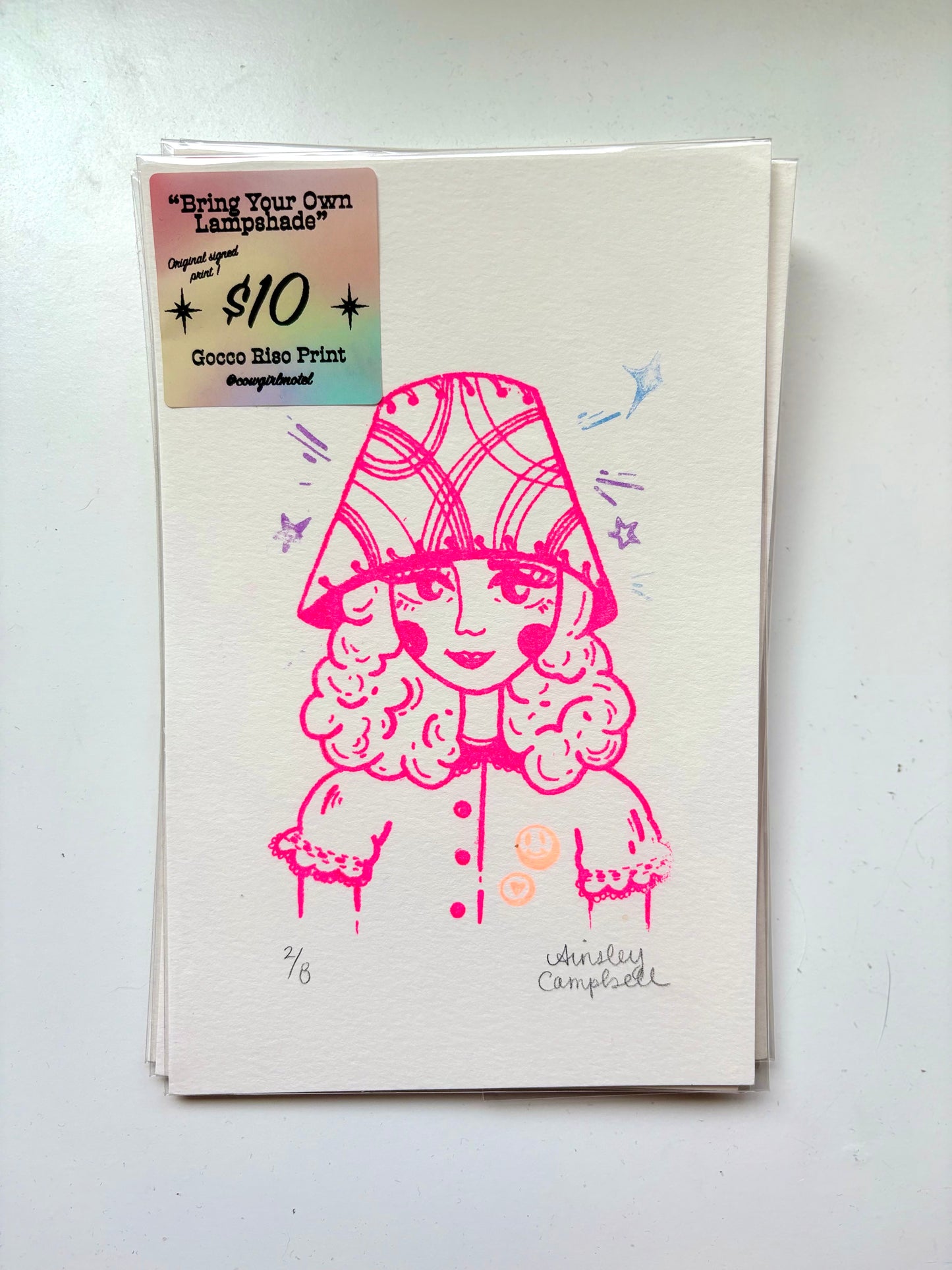 "Bring Your Own Lampshade" - original riso gocco art print
