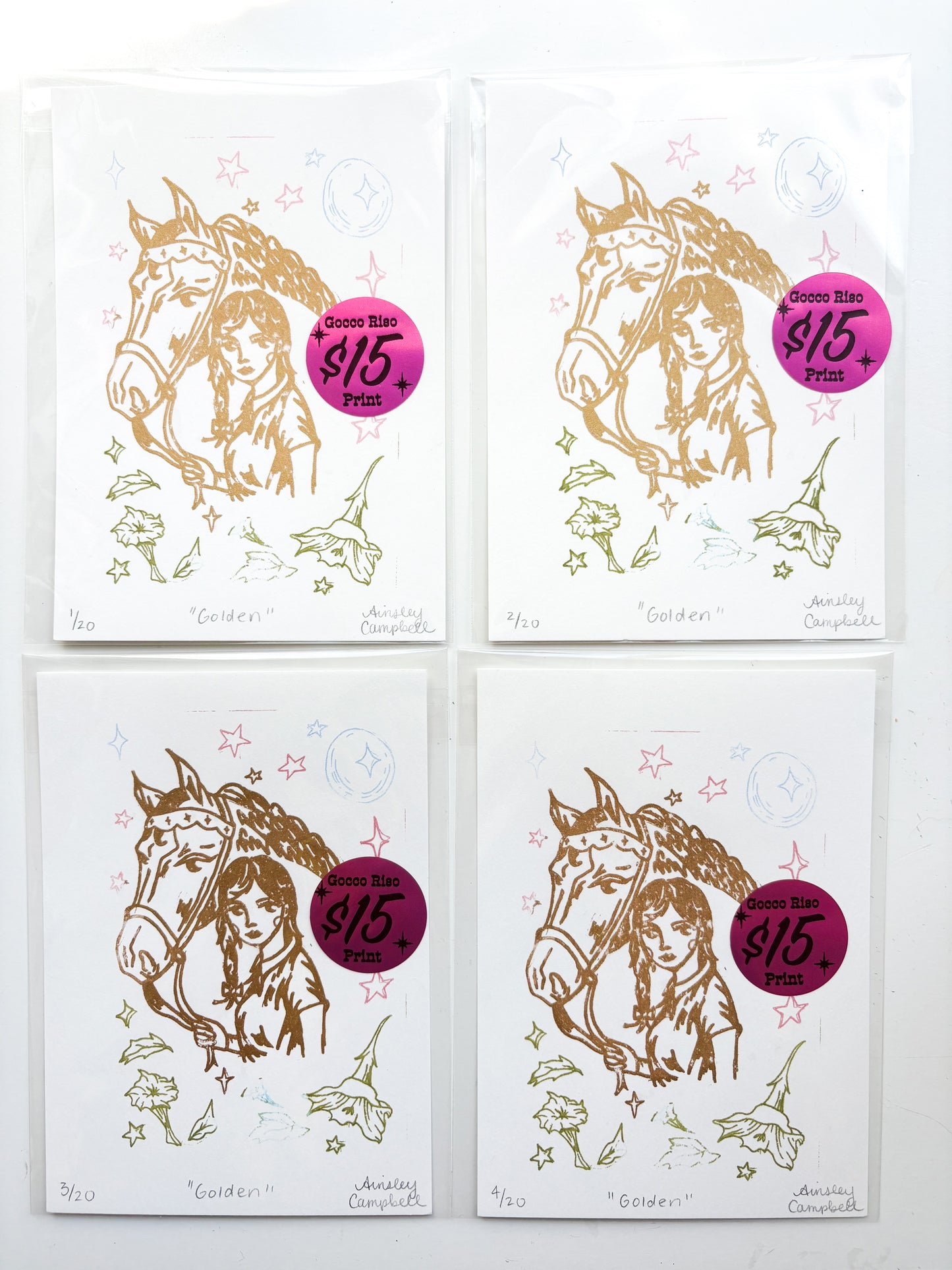 "golden" - gocco riso original print